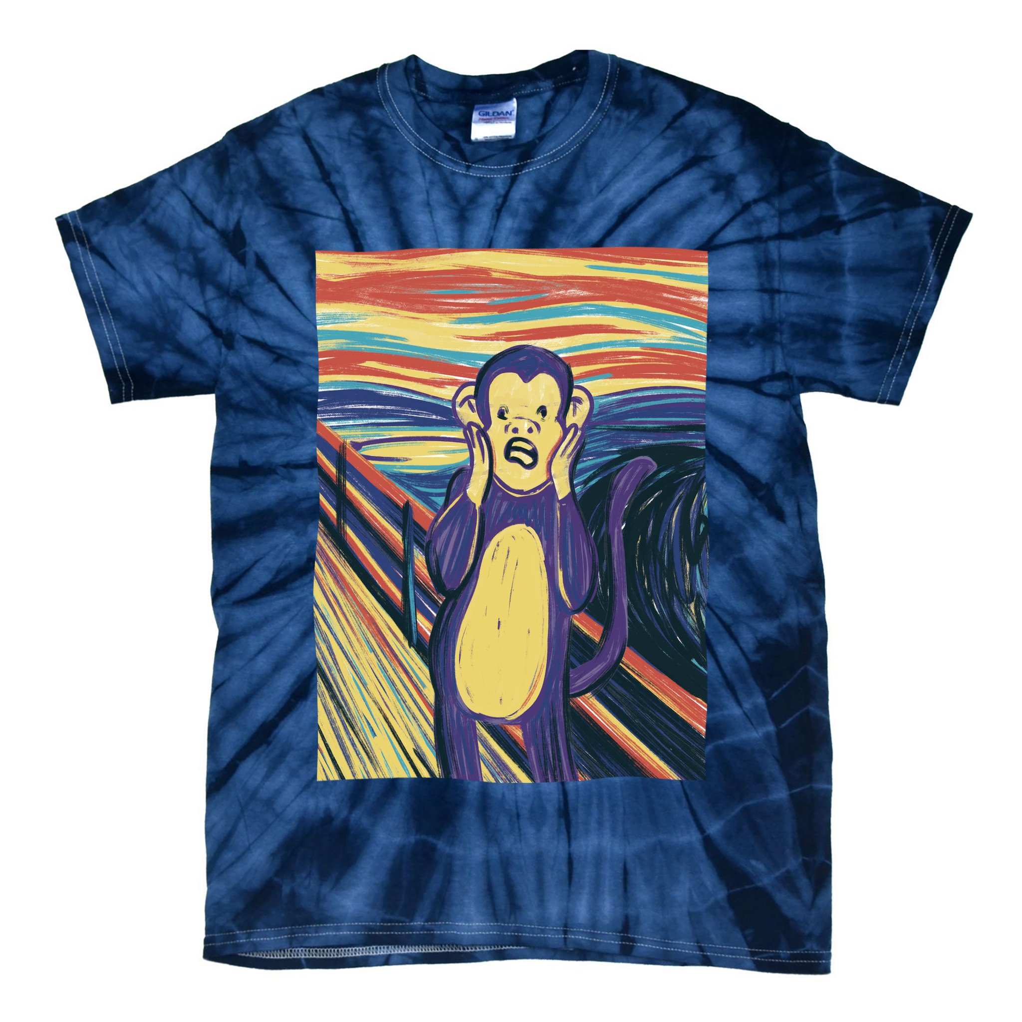 Monkey Screaming Painting Parody Tie-Dye T-Shirt
