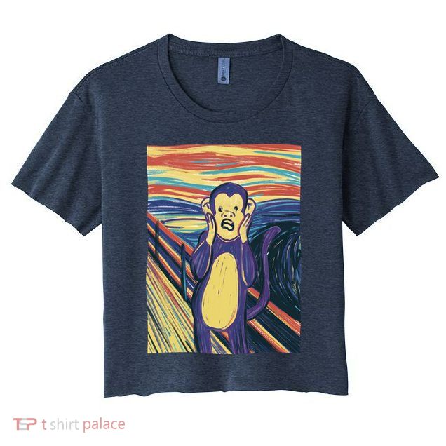 Monkey Screaming Painting Parody Crop Top