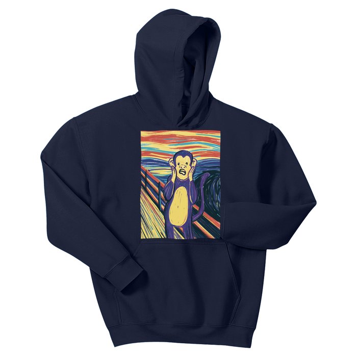 Monkey Screaming Painting Parody Kids Hoodie