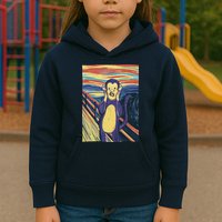 Monkey Screaming Painting Parody Kids Hoodie