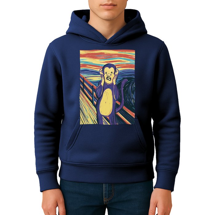 Monkey Screaming Painting Parody Kids Hoodie