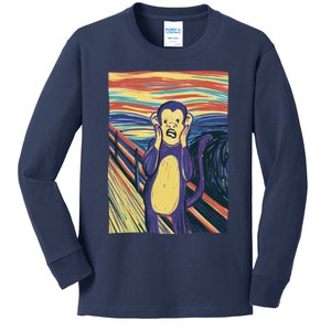 Monkey Screaming Painting Parody Kids Long Sleeve Shirt