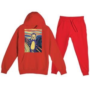 Monkey Screaming Painting Parody Premium Hooded Sweatsuit Set