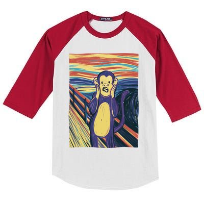 Monkey Screaming Painting Parody Kids Colorblock Raglan Jersey