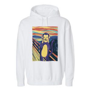 Monkey Screaming Painting Parody Garment-Dyed Fleece Hoodie