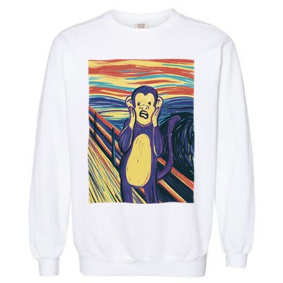 Monkey Screaming Painting Parody Garment-Dyed Sweatshirt