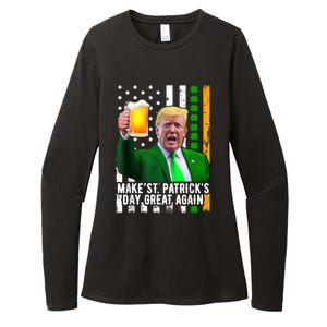 Make St Patrick's Day Great Again Funny Trump Shamrock Beer Gift Womens CVC Long Sleeve Shirt