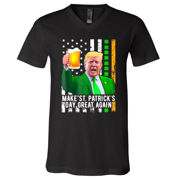 Make St PatrickS Day Great Again Funny Trump V-Neck T-Shirt