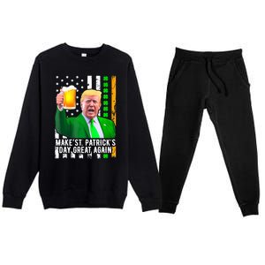 Make St PatrickS Day Great Again Funny Trump Premium Crewneck Sweatsuit Set