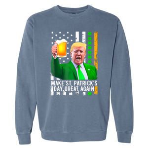 Make St PatrickS Day Great Again Funny Trump Garment-Dyed Sweatshirt