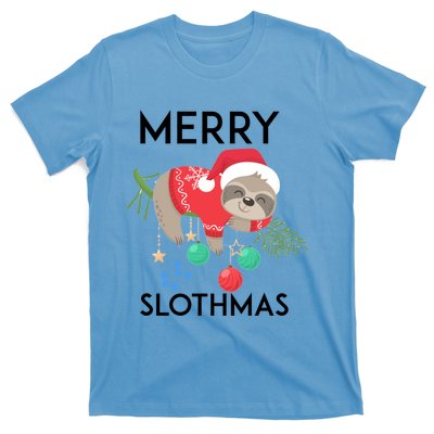 Merry Slothmas Pajamas Christmas Hanging Tree Bed Gift T-Shirt