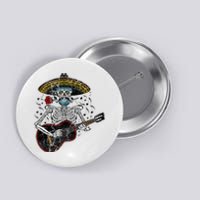 Mariachi Skeleton Playing Guitar Day Of The Dead Button