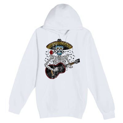 Mariachi Skeleton Playing Guitar Day Of The Dead Premium Pullover Hoodie