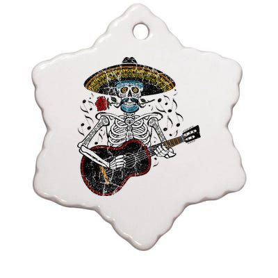 Mariachi Skeleton Playing Guitar Day Of The Dead Ceramic Star Ornament