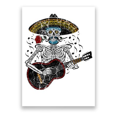 Mariachi Skeleton Playing Guitar Day Of The Dead Poster