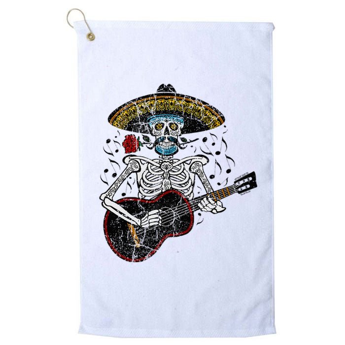 Mariachi Skeleton Playing Guitar Day Of The Dead Platinum Collection Golf Towel