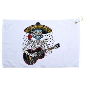 Mariachi Skeleton Playing Guitar Day Of The Dead Grommeted Golf Towel