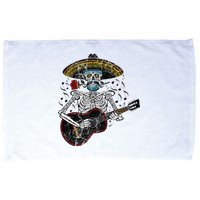 Mariachi Skeleton Playing Guitar Day Of The Dead Microfiber Hand Towel