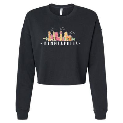 Minneapolis Skyline Pride Vintage Minnesota Cropped Pullover Crew