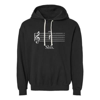 Music Shh Quarter Rest Retro Music Garment-Dyed Fleece Hoodie