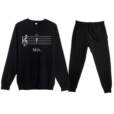 Music Shh Quarter Rest Retro Music Premium Crewneck Sweatsuit Set