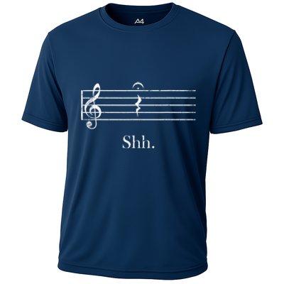 Music Shh Quarter Rest Retro Music Cooling Performance Crew T-Shirt