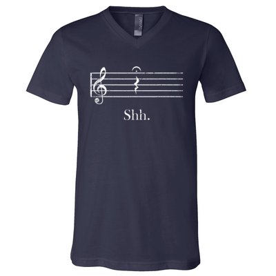 Music Shh Quarter Rest Retro Music V-Neck T-Shirt