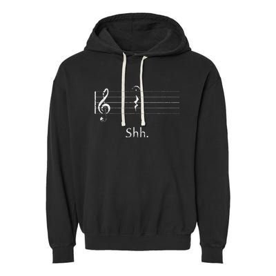 Music Shh Quarter Rest And Fermata Garment-Dyed Fleece Hoodie