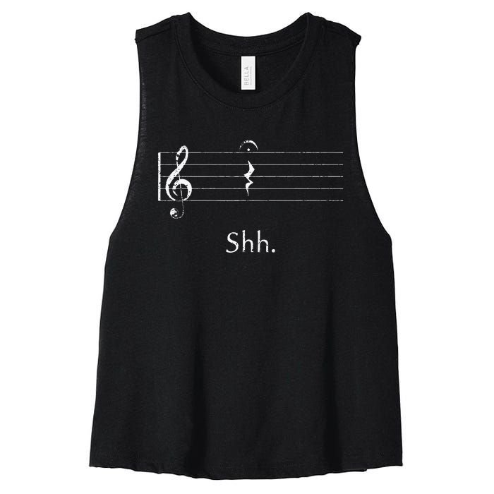 Music Shh Quarter Rest And Fermata Women's Racerback Cropped Tank