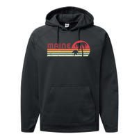 Maine Shirt. Retro Style ME, USA Performance Fleece Hoodie