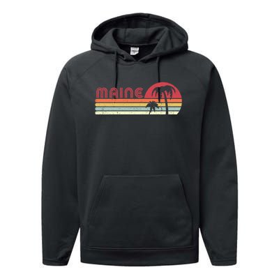 Maine Shirt. Retro Style ME, USA Performance Fleece Hoodie