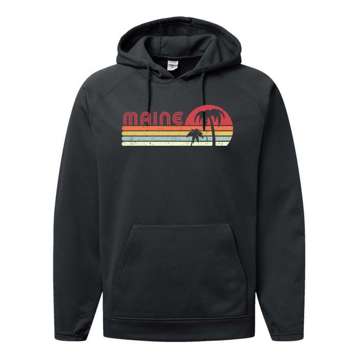 Maine Shirt. Retro Style ME, USA Performance Fleece Hoodie