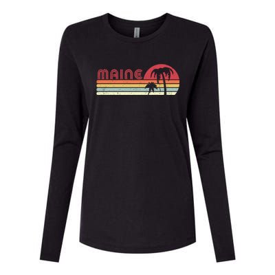 Maine Shirt. Retro Style ME, USA Womens Cotton Relaxed Long Sleeve T-Shirt