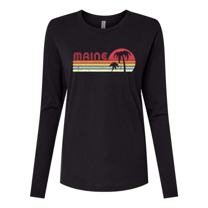 Maine Shirt. Retro Style ME, USA Womens Cotton Relaxed Long Sleeve T-Shirt