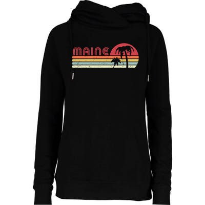 Maine Shirt. Retro Style ME, USA Womens Funnel Neck Pullover Hood