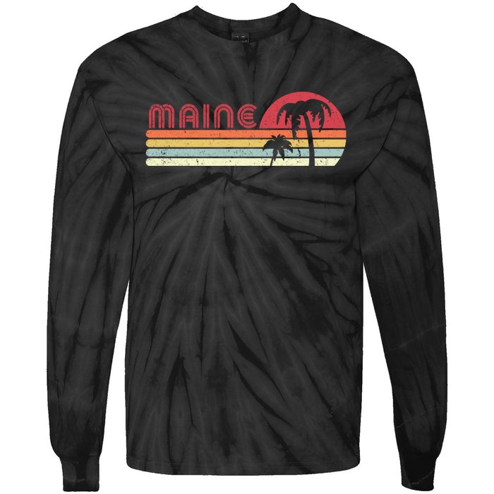 Maine Shirt. Retro Style ME, USA Tie-Dye Long Sleeve Shirt