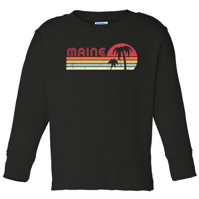 Maine Shirt. Retro Style ME, USA Toddler Long Sleeve Shirt