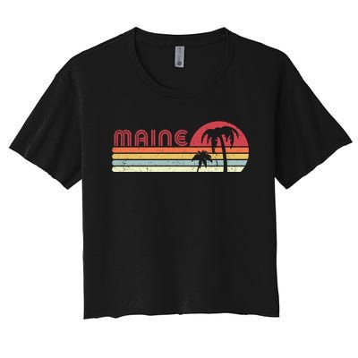 Maine Shirt. Retro Style ME, USA Women's Crop Top Tee