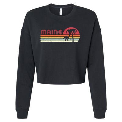 Maine Shirt. Retro Style ME, USA Cropped Pullover Crew