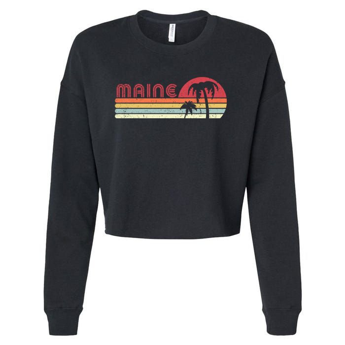 Maine Shirt. Retro Style ME, USA Cropped Pullover Crew