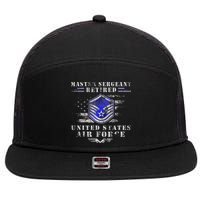 Master Sergeant Retired Military Retirement 7 Panel Mesh Trucker Snapback Hat