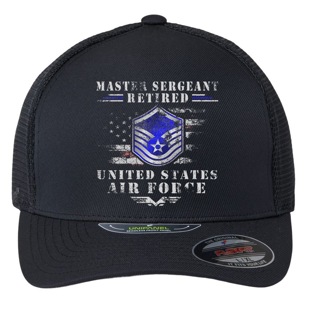 Master Sergeant Retired Military Retirement Flexfit Unipanel Trucker Cap