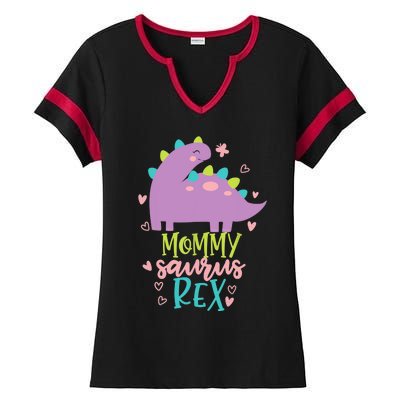 Mommy Saurus Rex Funny Dinosaur for Wo and Moms Ladies Halftime Notch Neck Tee