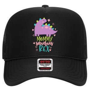 Mommy Saurus Rex Funny Dinosaur for Wo and Moms High Crown Mesh Back Trucker Hat