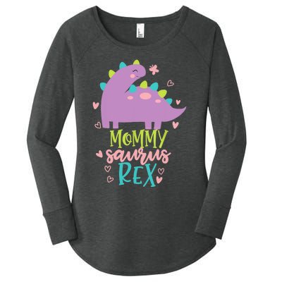 Mommy Saurus Rex Funny Dinosaur for Wo and Moms Women's Perfect Tri Tunic Long Sleeve Shirt