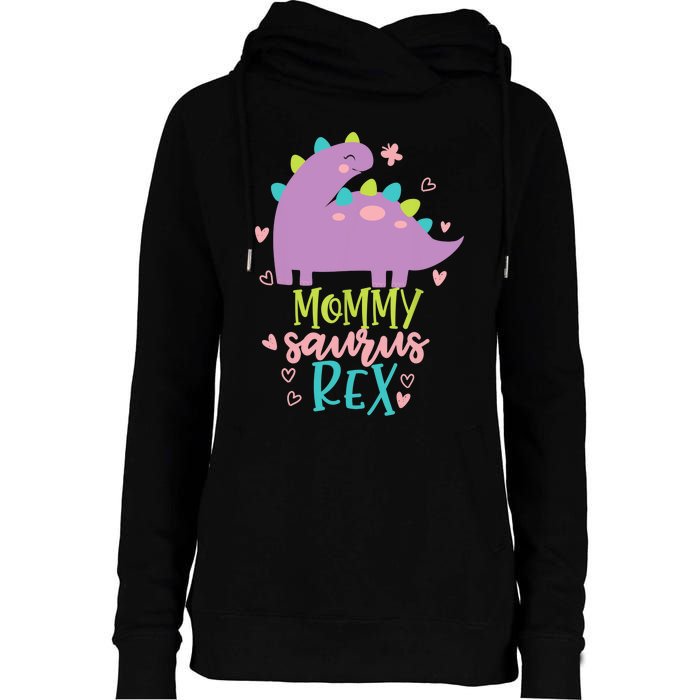 Mommy Saurus Rex Funny Dinosaur for Wo and Moms Womens Funnel Neck Pullover Hood