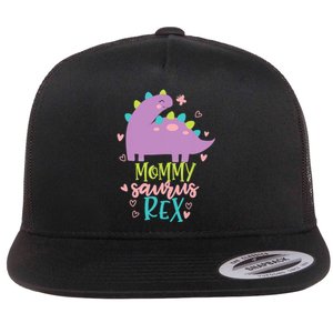 Mommy Saurus Rex Funny Dinosaur for Wo and Moms Flat Bill Trucker Hat