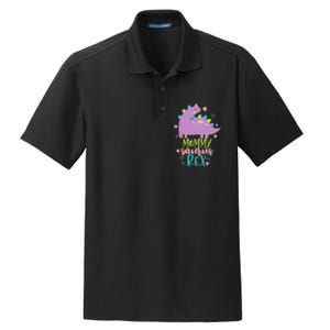 Mommy Saurus Rex Funny Dinosaur for Wo and Moms Dry Zone Grid Polo