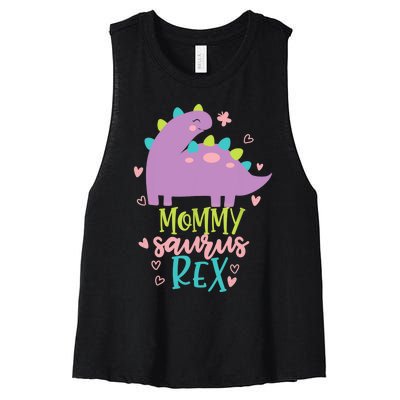 Mommy Saurus Rex Funny Dinosaur for Wo and Moms Women's Racerback Cropped Tank