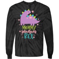 Mommy Saurus Rex Funny Dinosaur for Wo and Moms Tie-Dye Long Sleeve Shirt